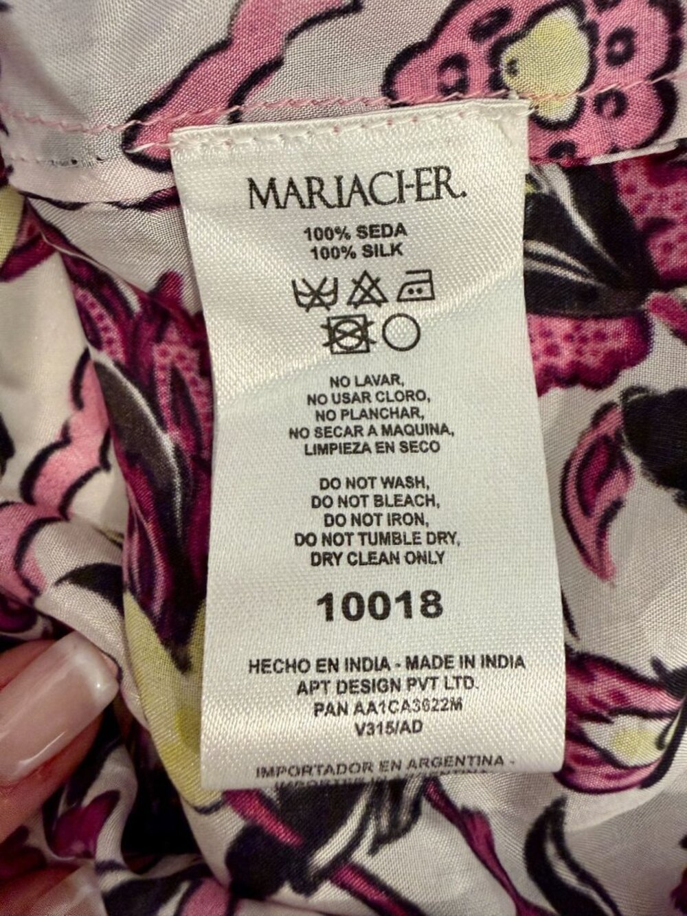 Maria Cher Silk Ruffle Blouse Floral Print - Size M - Picture 4 of 6